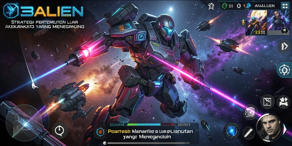 Tampilan gameplay seru dalam 138ALIEN dengan pertarungan luar angkasa.