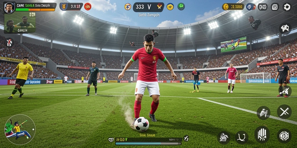 Tampilan menarik dari gameplay sepak bola di 333V.