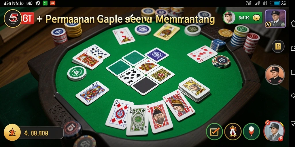 Tampilan menarik dari gameplay Gaple dalam 5RT.