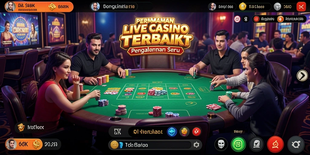Screenshot menampilkan dealer Live Casino yang ramah dalam permainan 66K.