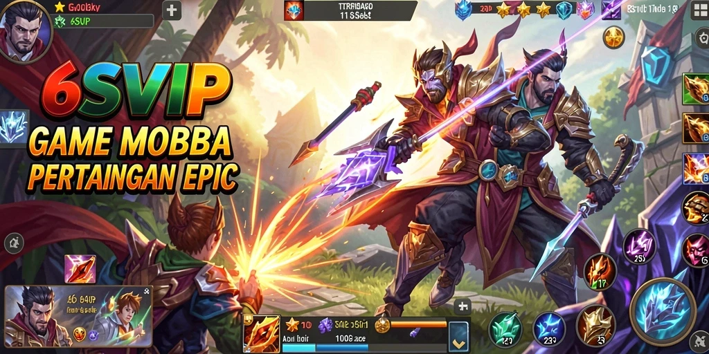 Tampilan gameplay menegangkan di dalam arena pertarungan MOBA.