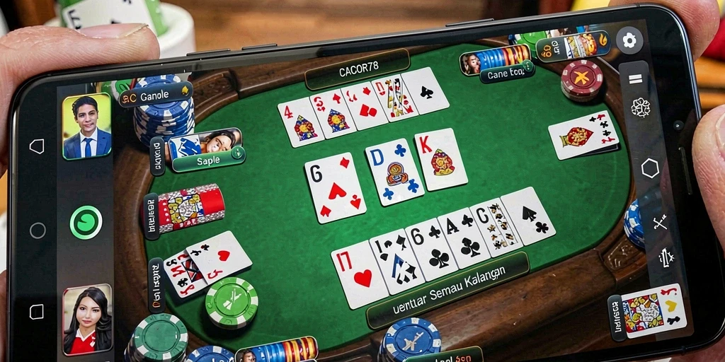 Screenshot menunjukkan gameplay seru dari CACOR78 yang penuh strategi Gaple.