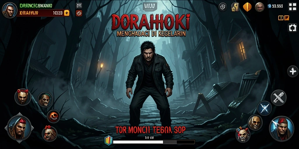 Screenshot gameplay DORAHOKI yang menunjukkan suasana Horror yang mencekam.
