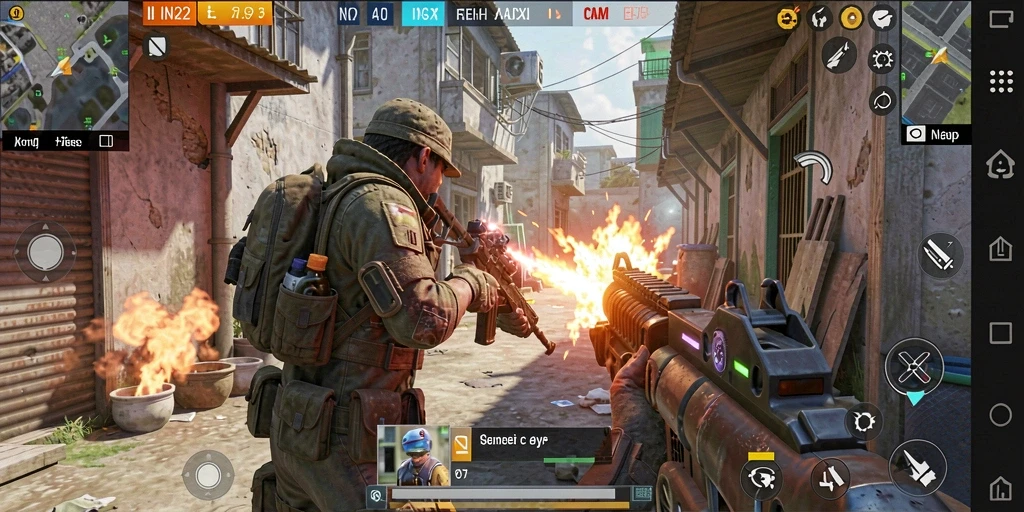Screenshot gameplay IN22 yang menampilkan aksi tembak-menembak yang seru.