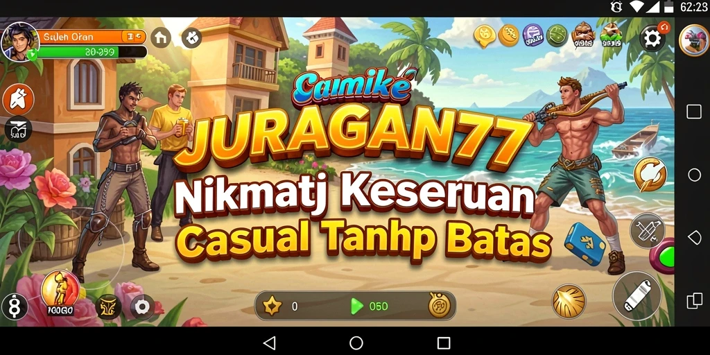 Screenshot menampilkan gameplay seru JURAGAN77 yang penuh warna.