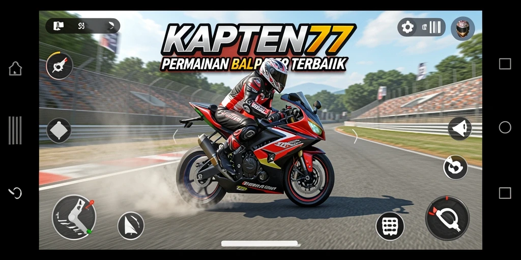 Bagian gameplay KAPTEN77 dengan balapan motor yang intens.