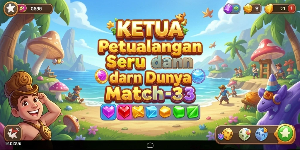 Tampilan gameplay KETUA dengan elemen-elemen Match-3 yang menarik.