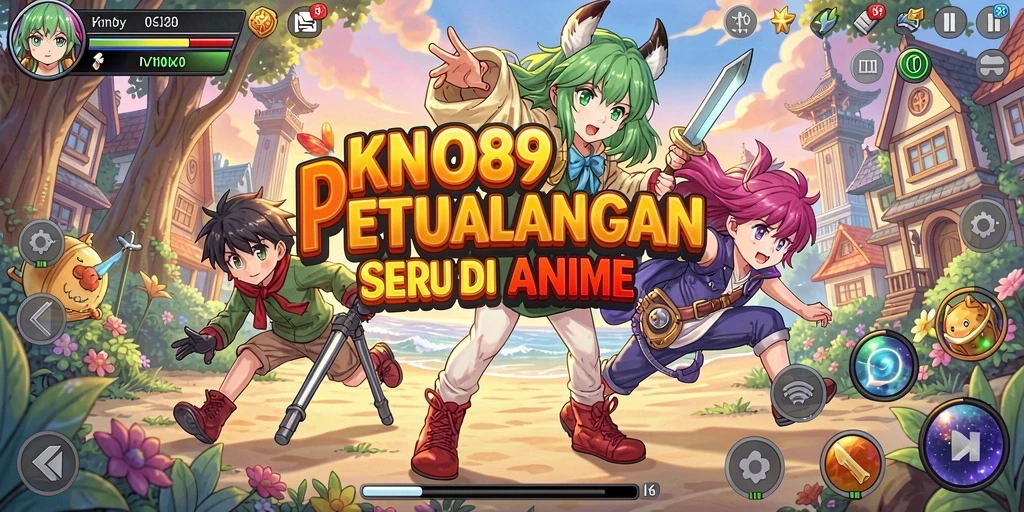 Screenshot gameplay KNO89 menampilkan aksi karakter anime.
