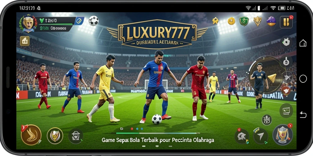Screenshot gameplay LUXURY777 yang menampilkan aksi seru di dalam pertandingan sepak bola.