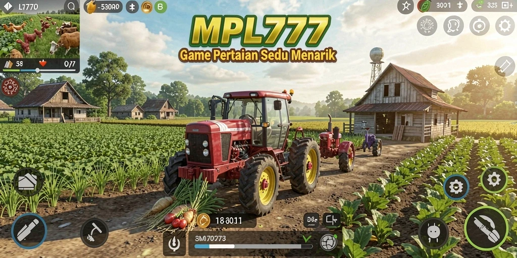 Tampilan gameplay seru di MPL777 dengan aktivitas pertanian.