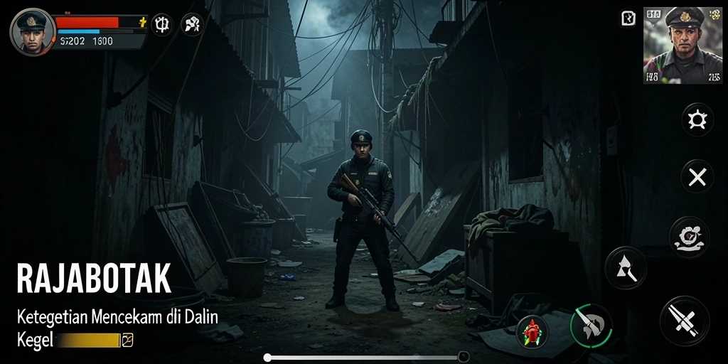 Menampilkan gameplay menegangkan dari RAJABOTAK saat menjelajahi rumah berhantu.