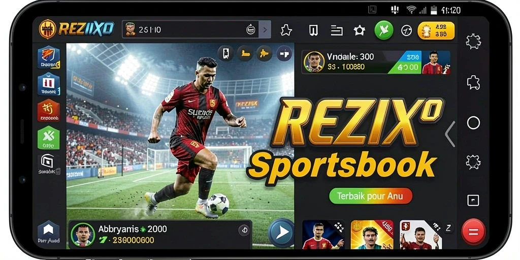 Tangkapan layar gameplay REZIXO menampilkan suasana taruhan olahraga yang menarik.