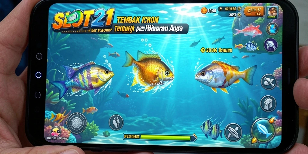 Gameplay SLOT21 yang seru dalam menembak ikan.