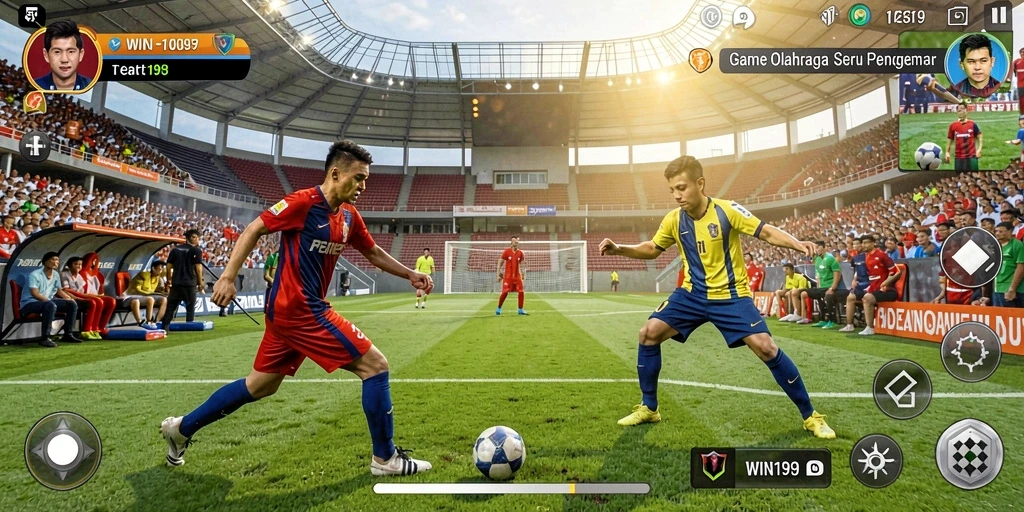 Tampilan gameplay seru dalam WIN199 yang menampilkan aksi olahraga.